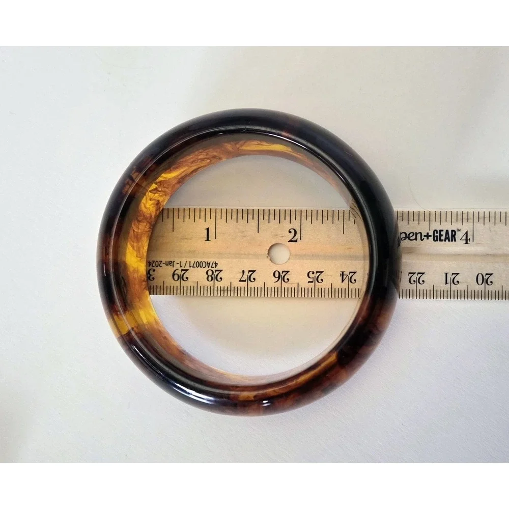 Vintage Wide Acrylic‎ Bangle Bracelet Tortoiseshell Rootbeer Boho Dark Academia